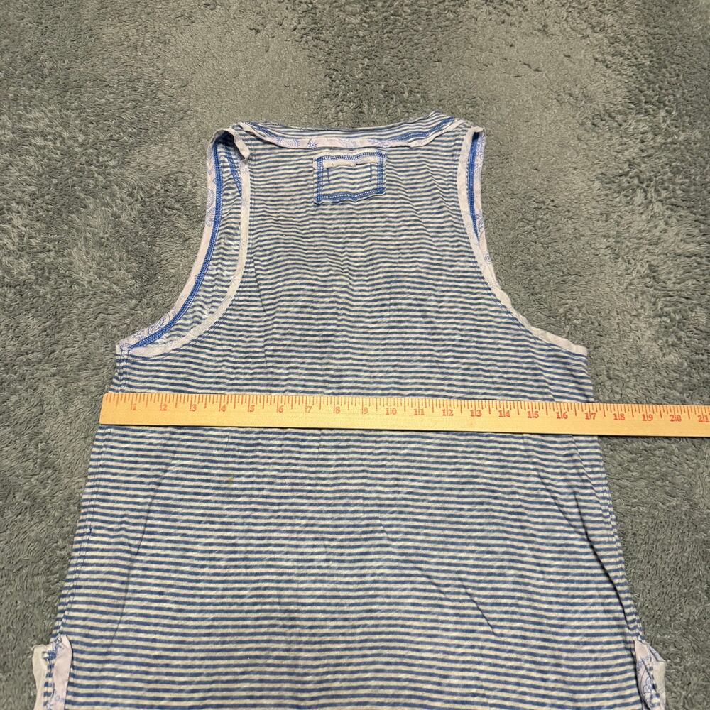We the Free People Love Language Tank Top Shirt Womens Small Blue Linen Blend - Picture 4 of 7